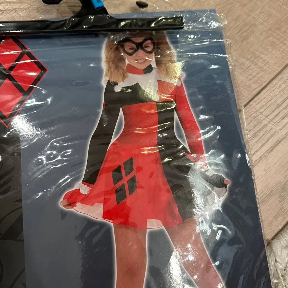 HARLEY QUINN HALLOWEEN COSTUME RED BLACK LARGE 12-14 GIRLS